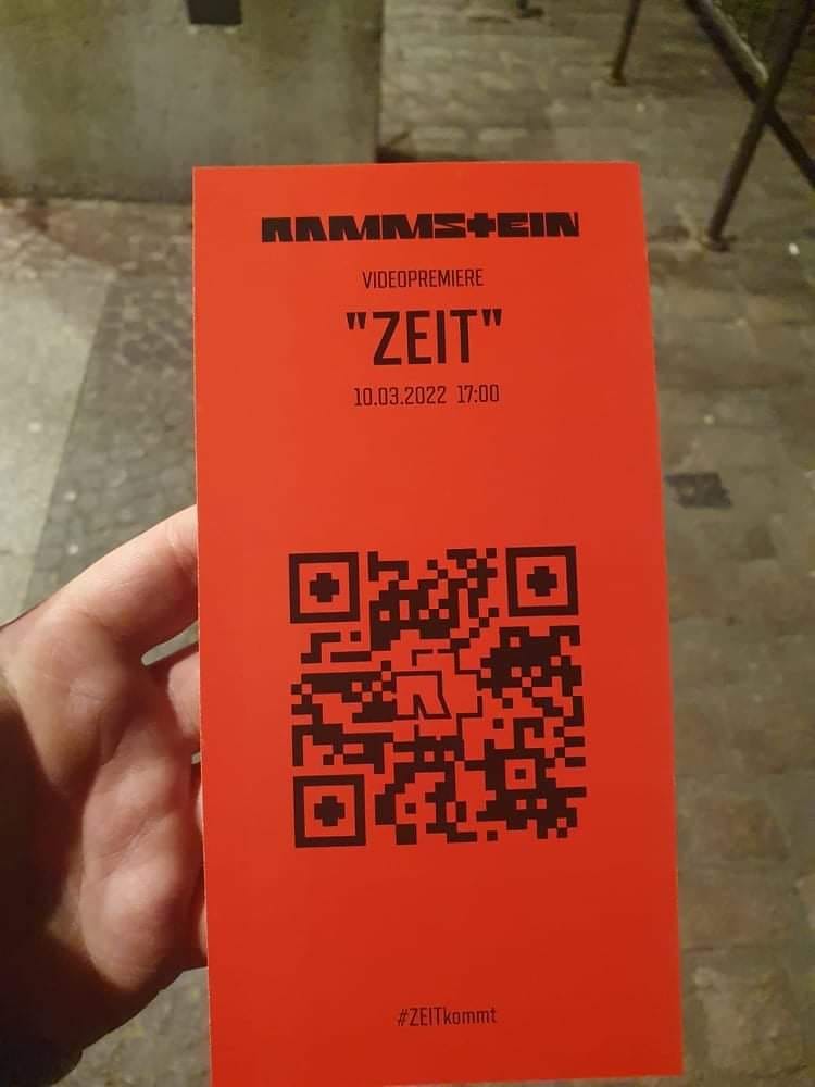 Invitacion Videopremiere QR Zeit Rammstein